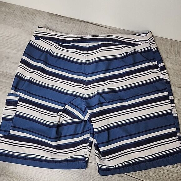 J‎ Crew Flex Board Swim Trunks Men's 33 Blue Stripe Double Drawstring Classic - Picture 2 of 12